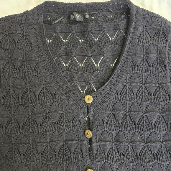 Style & Co Women Boho Whimsigoth Flare Sleeve  Open Knit Crochet Cardigan Top XL - Picture 3 of 9